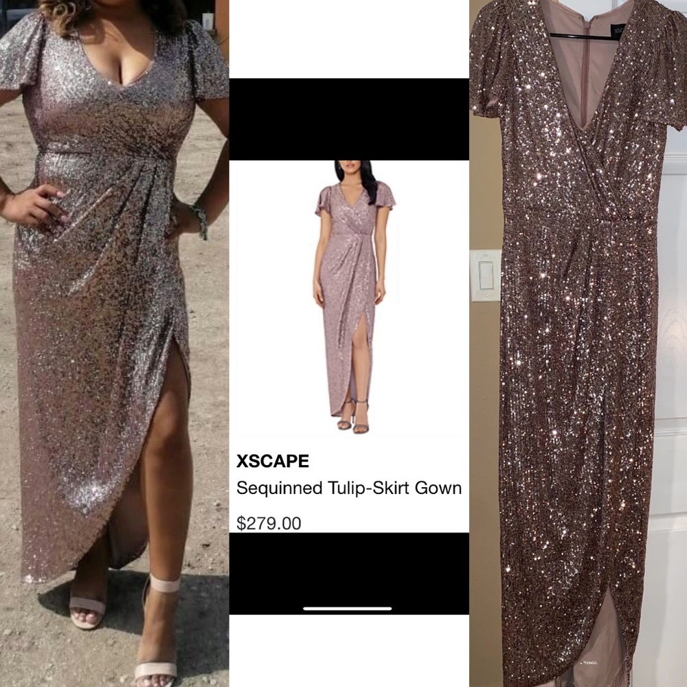 XSCAPE
Sequined Tulip-Skirt Gown (only worn once)